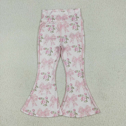 Baby Girls Pink Bow Floral Yoga Pants