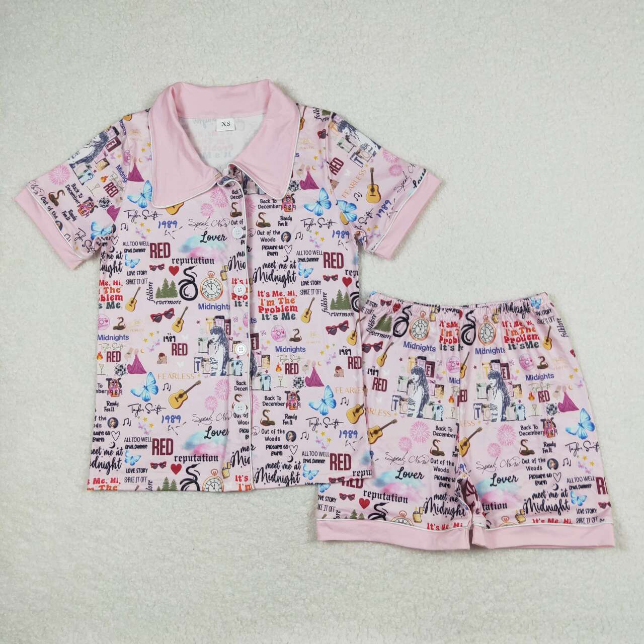 mommy and me  country music singer short sleeve button down pajama set