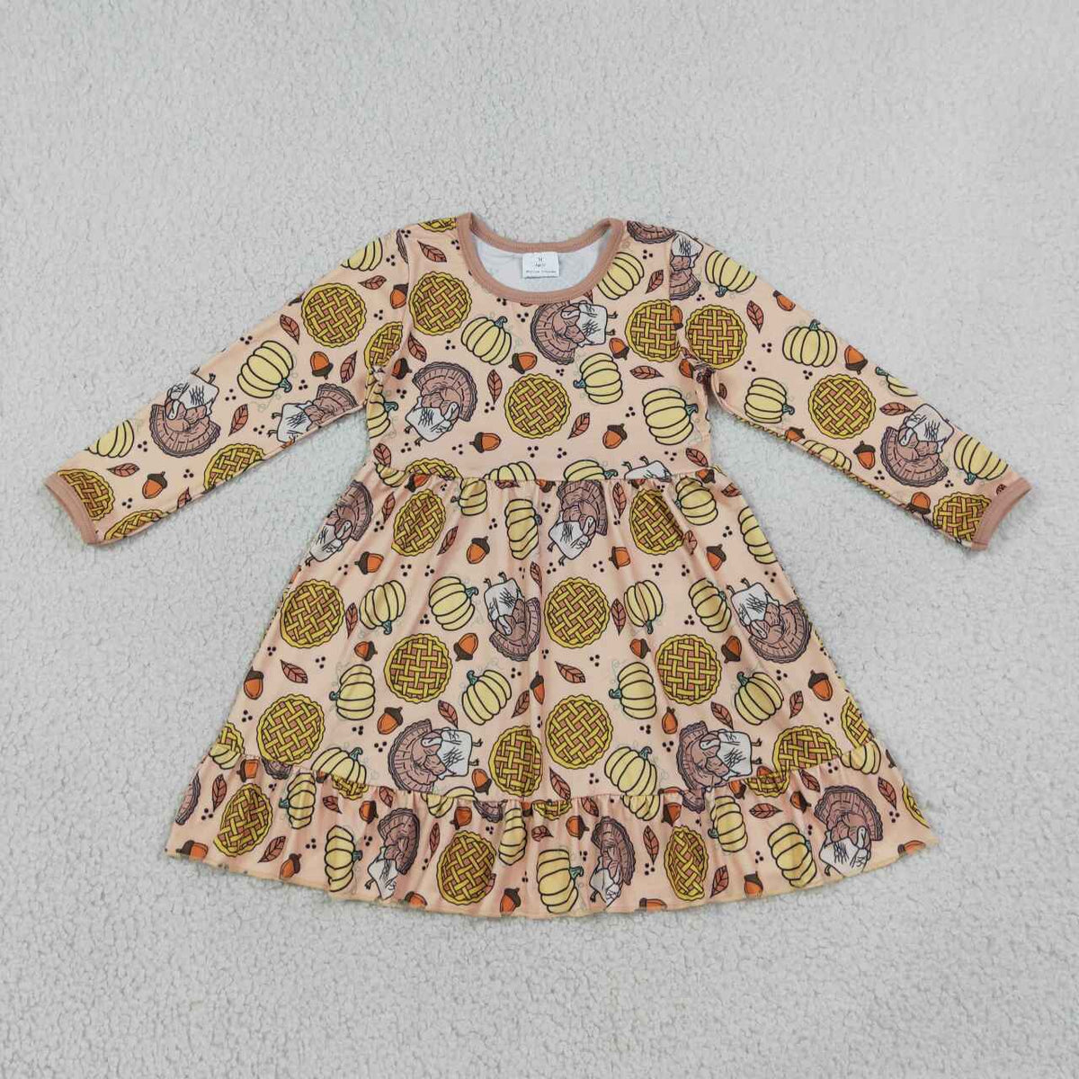Thanksgiving turkey girls long sleeve fall winter dress