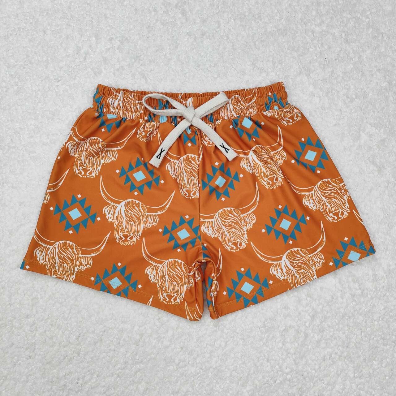 Adult kids western highland cow swimwear boy swim trunks