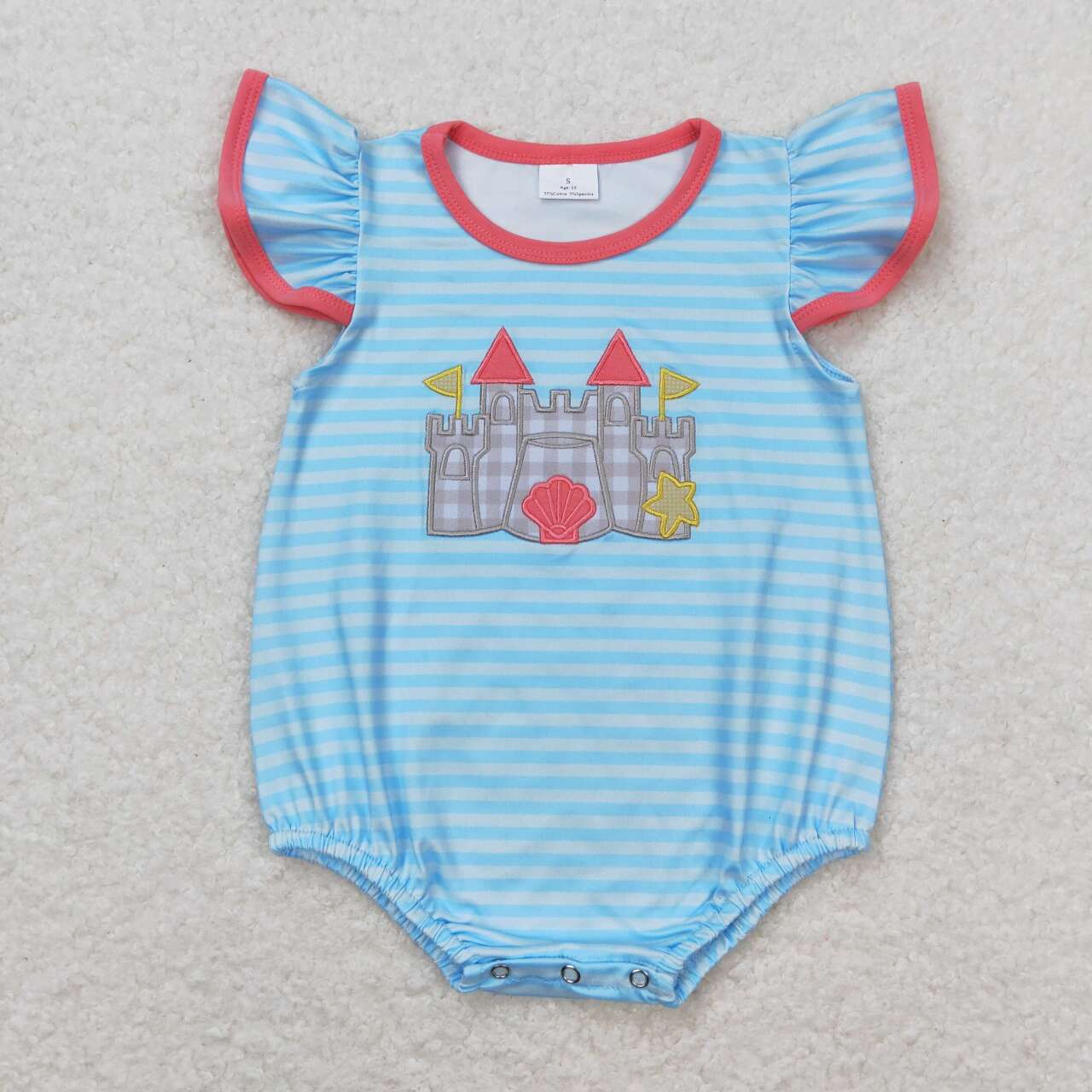 toddle girls embroidery castle romper