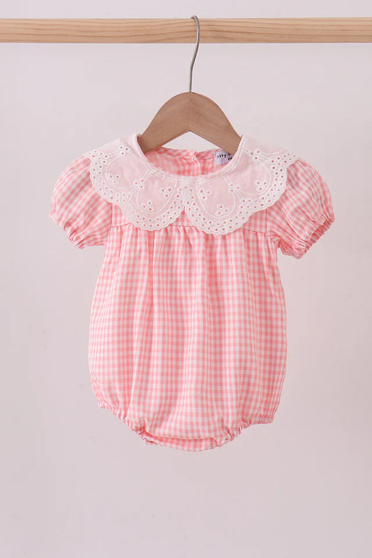 Pink plaid design toddle girl summer romper