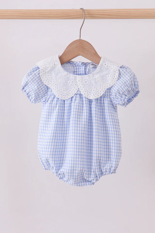 Blue plaid design toddle girl summer romper