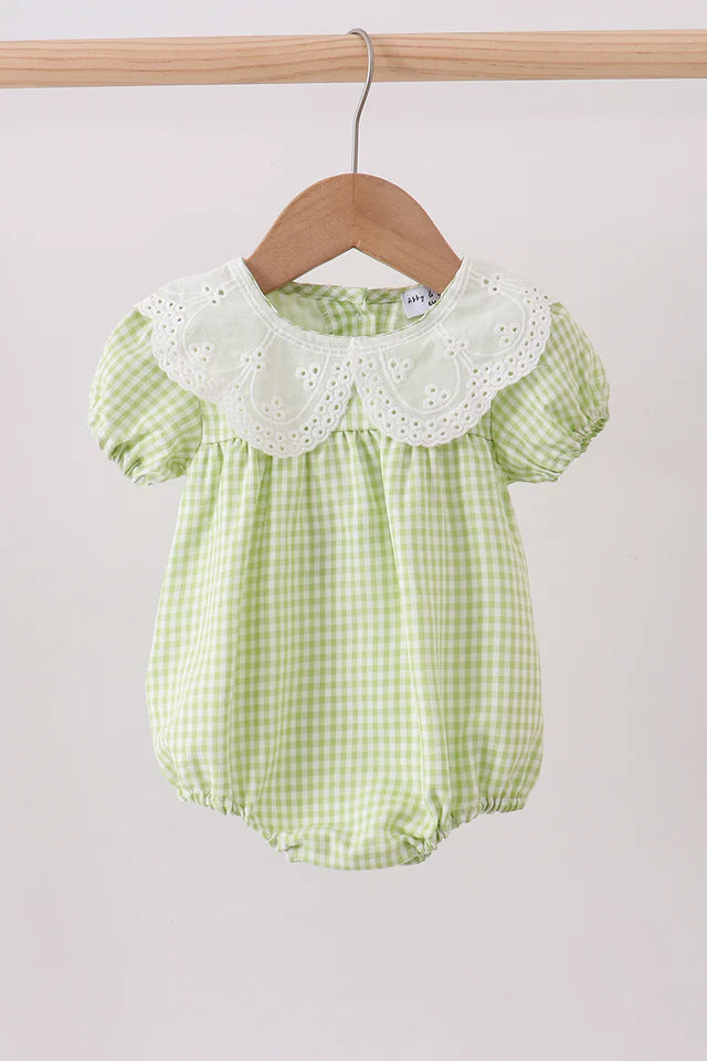 Green plaid design toddle girl summer romper