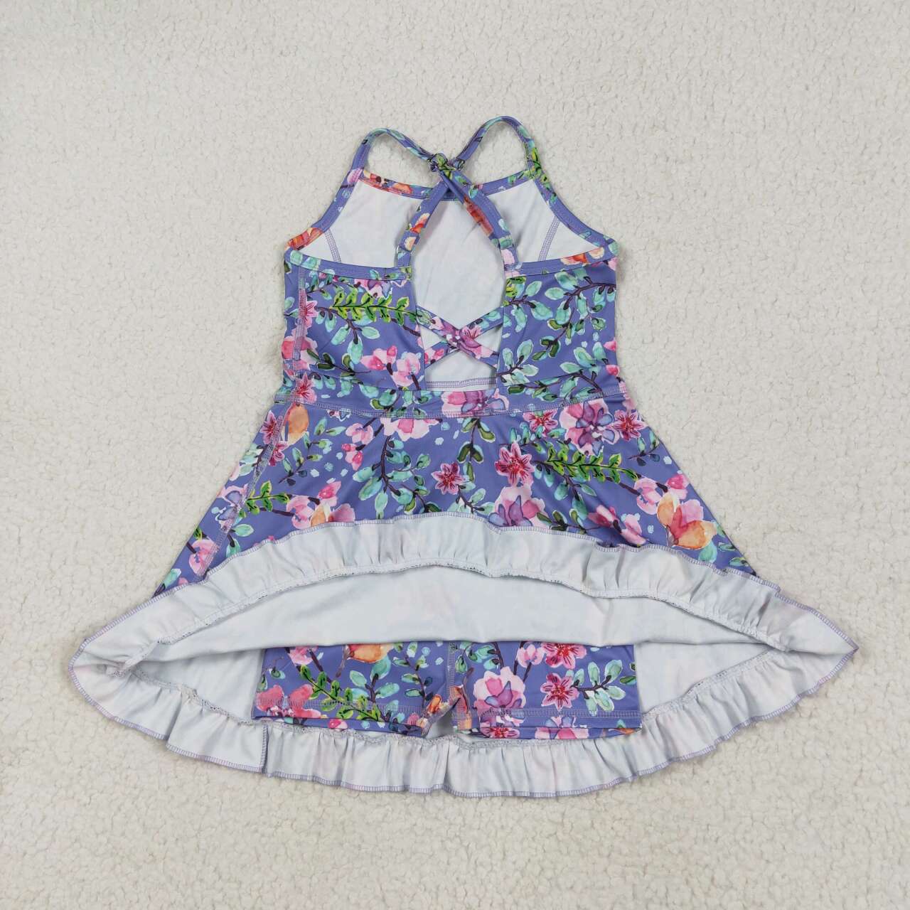 Baby girls pink blue floral active wear athletic summer yoga skirt dress