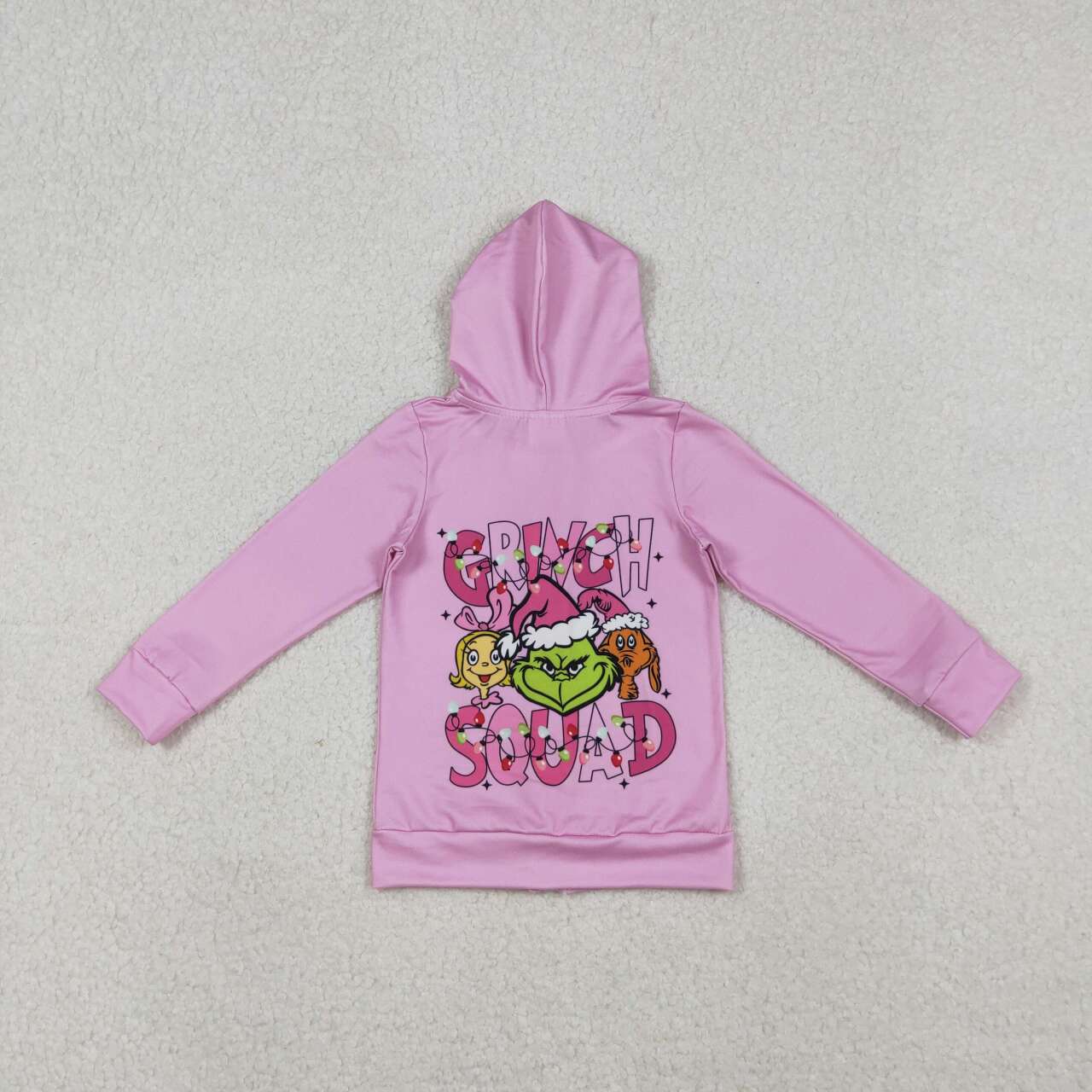 Baby girl Christmas green face design long sleeve hoodie top