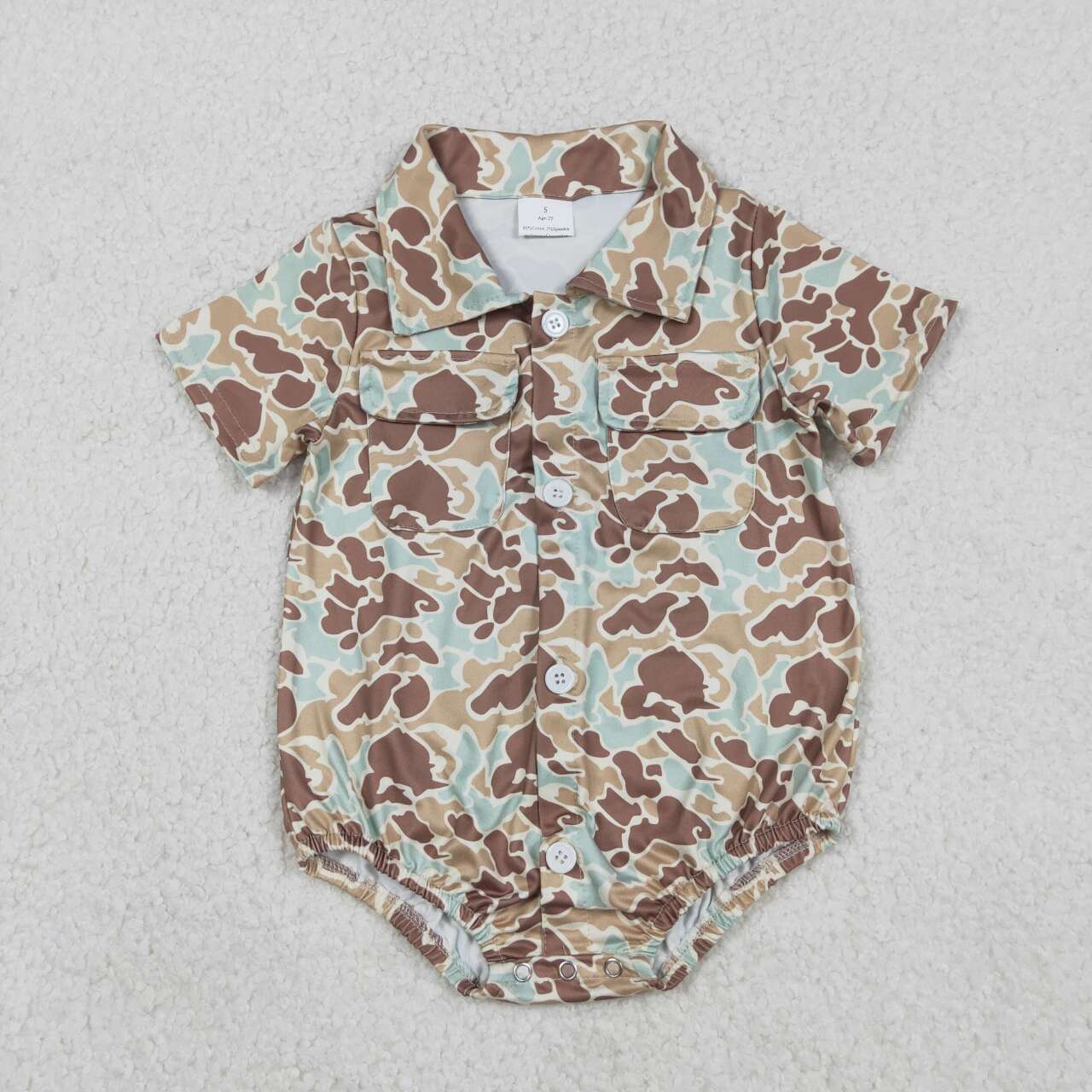 Brown green Camo design toddle baby summer romper