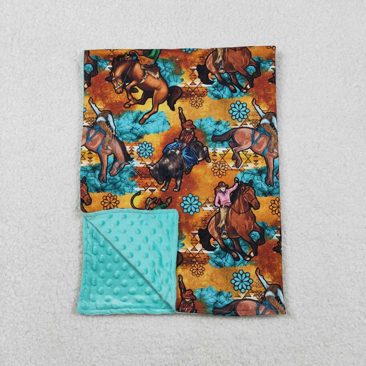 Western cowboy toddle baby minky blanket