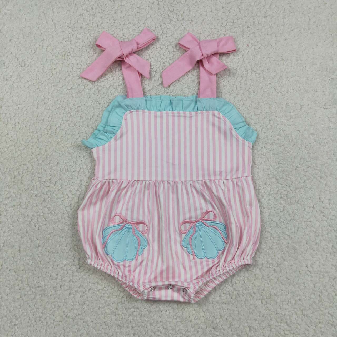Embroidery Scallop print toodle girl summer romper