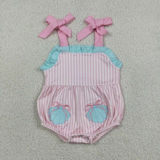 Embroidery Scallop print toodle girl summer romper