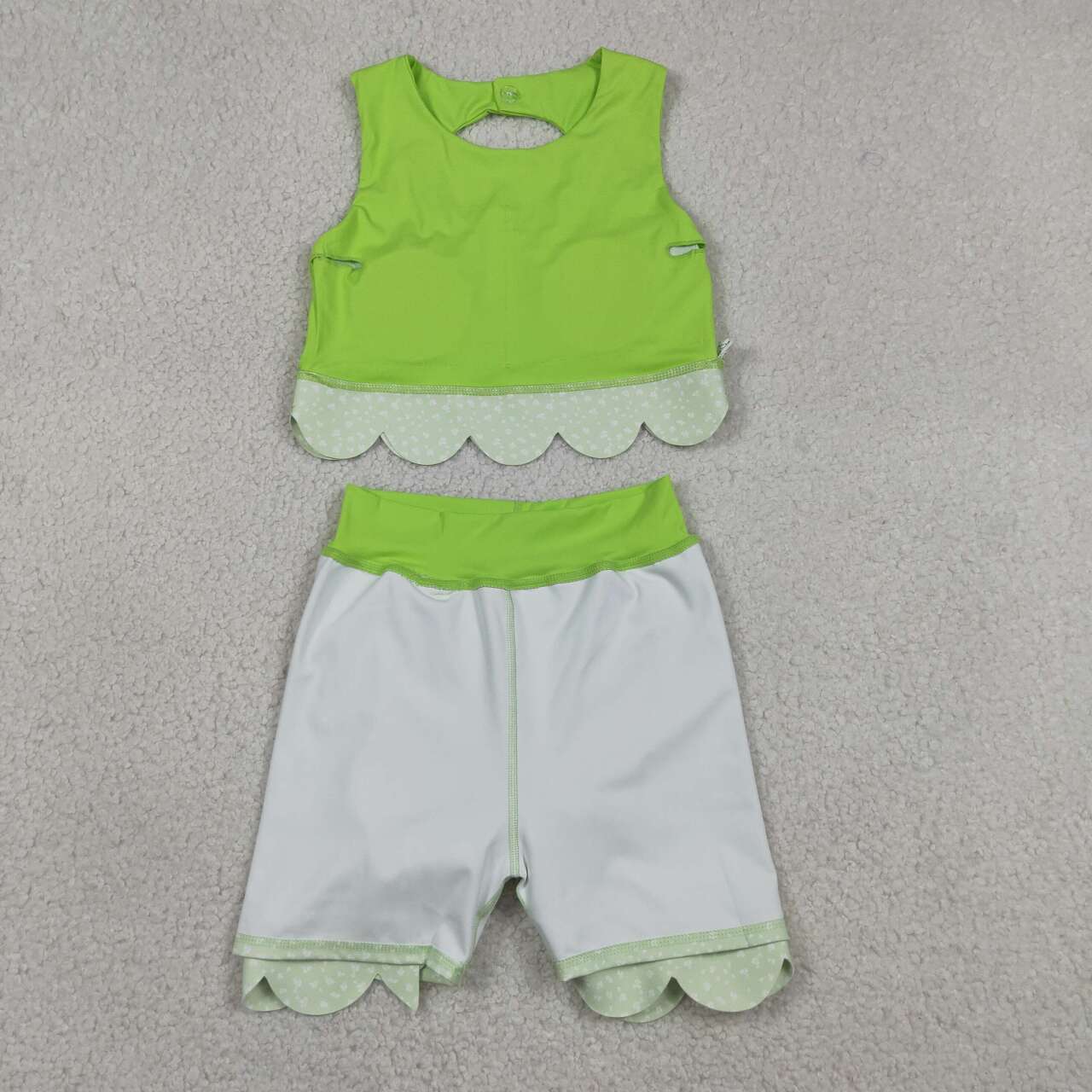 Lime green tank top matching skirt girls summer active wear yoga outfit
