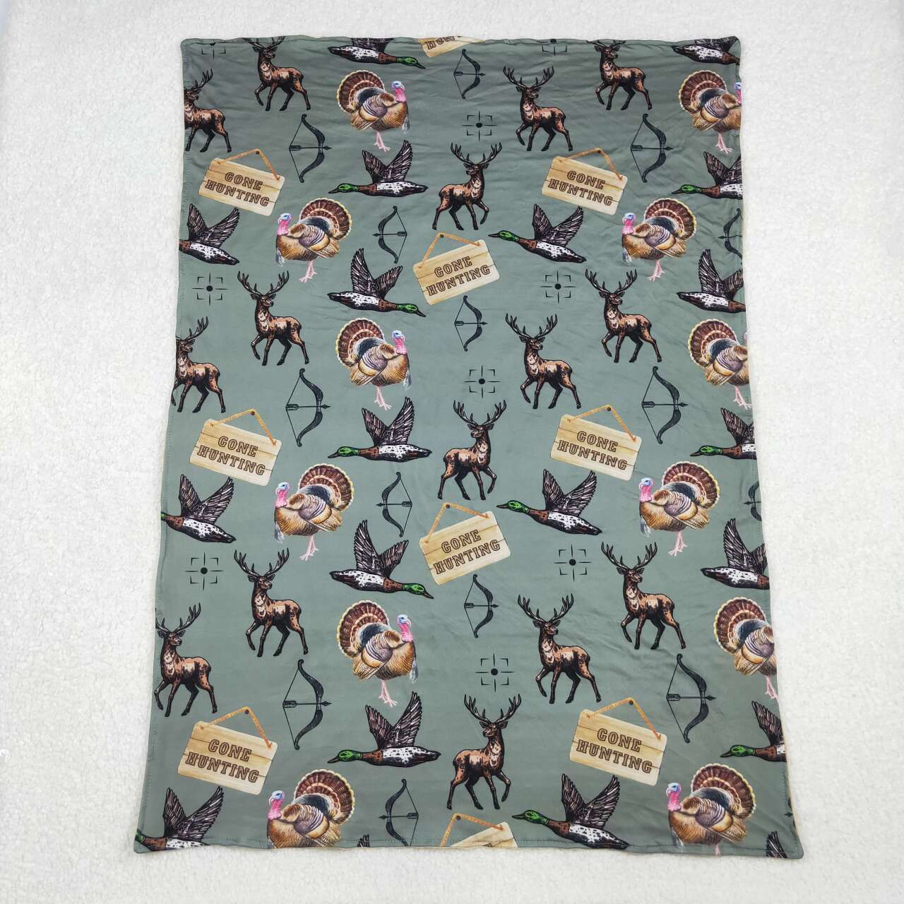 go hunting mallard duck reindeer turkey fleece blanket