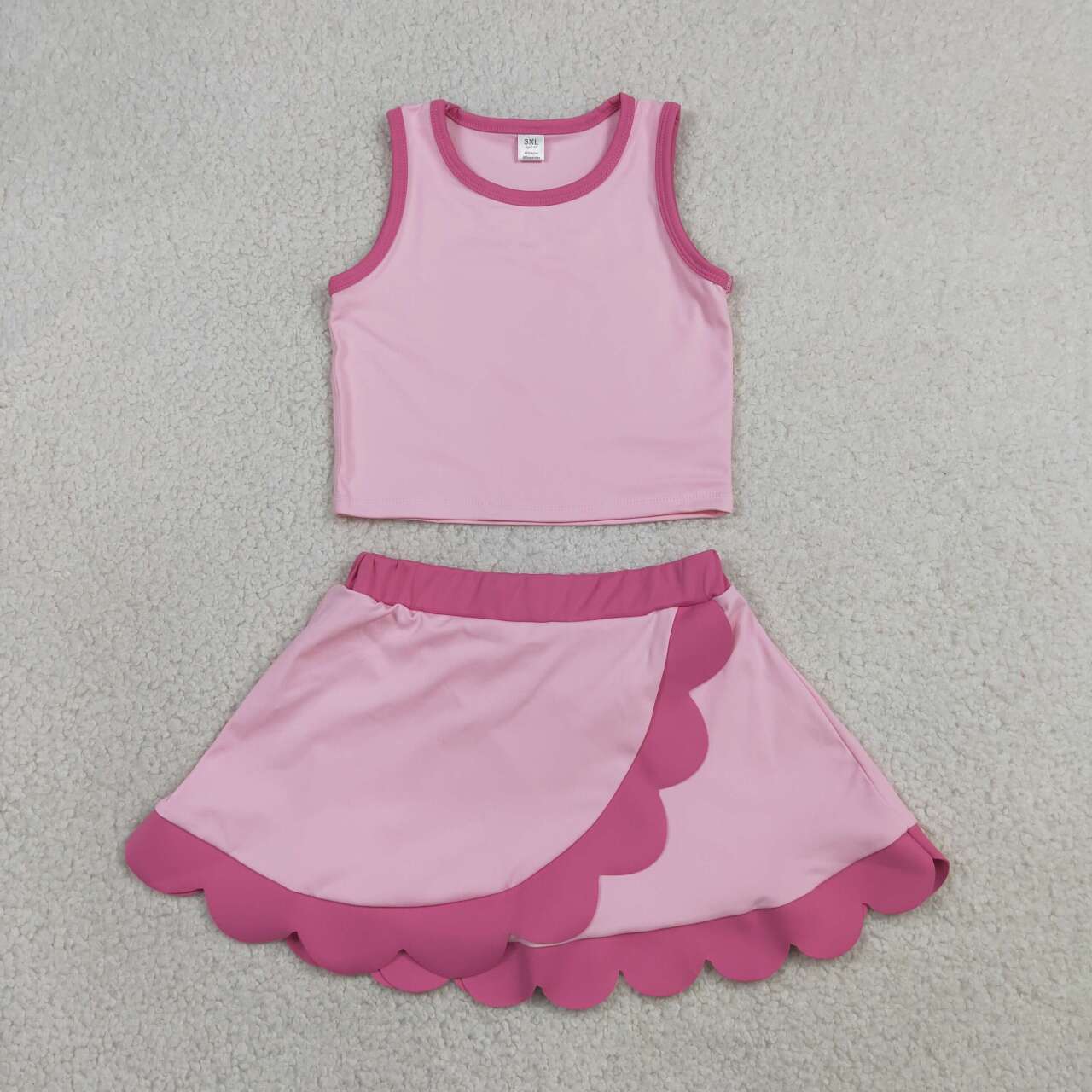 Pink yoga top matching skorts girls summer outfit