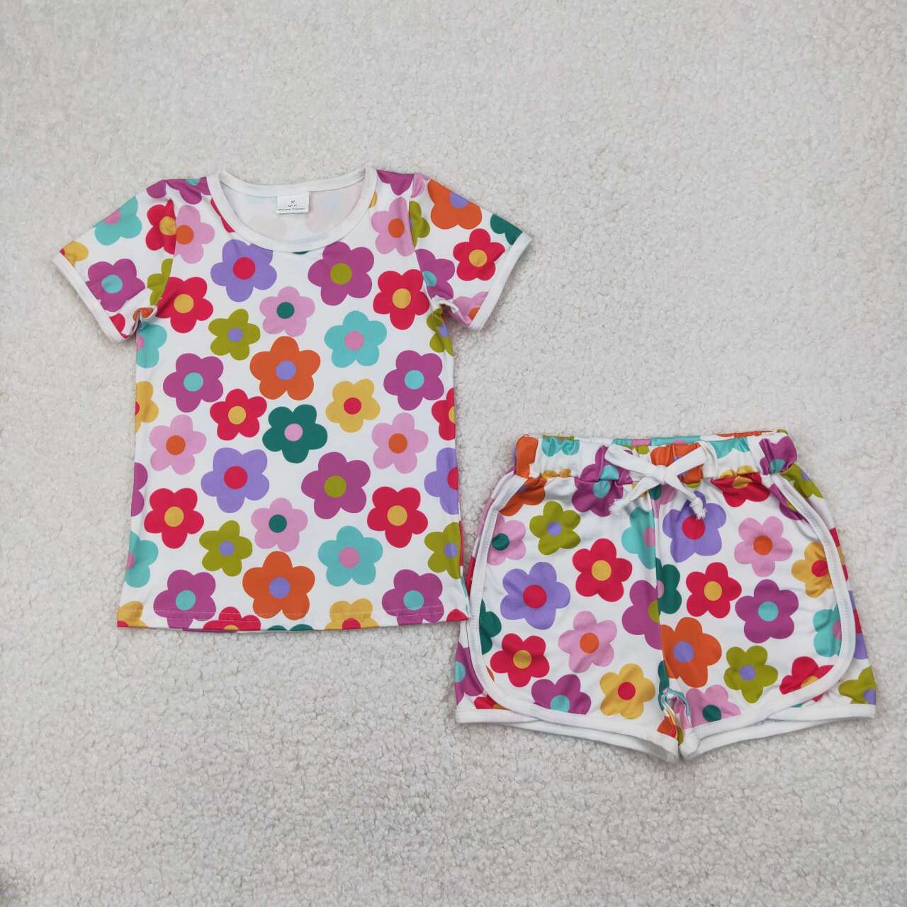 Girls colorful flower design summer outfit