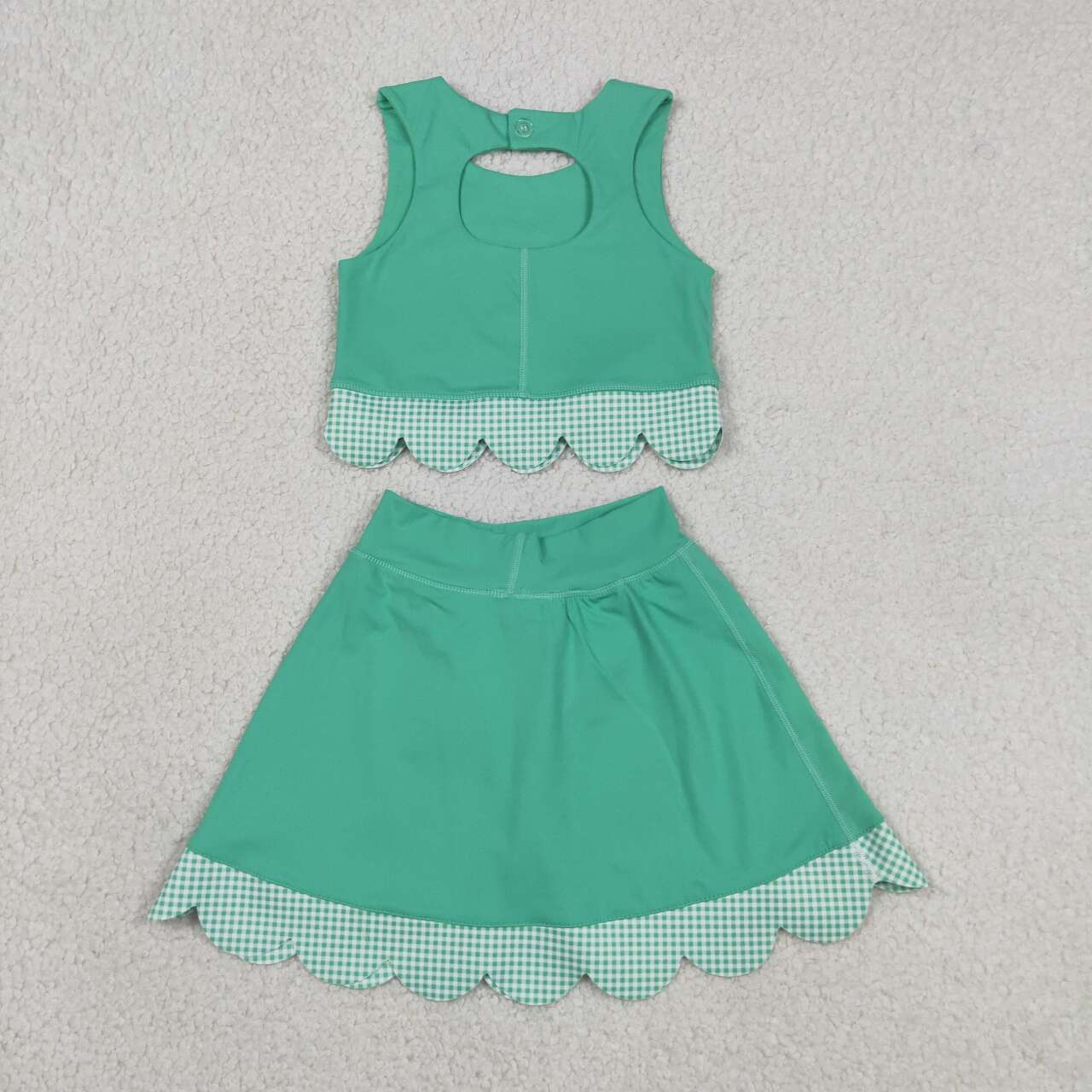 Green tank top matching skirt girls summer active wear yoga outfit