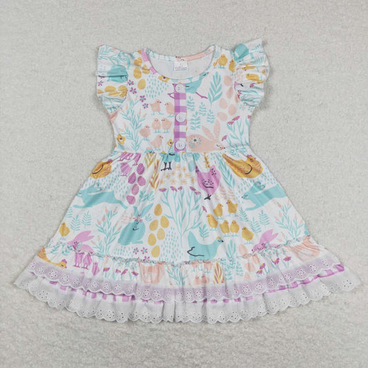 Easter girls floral ruffle dress preorder