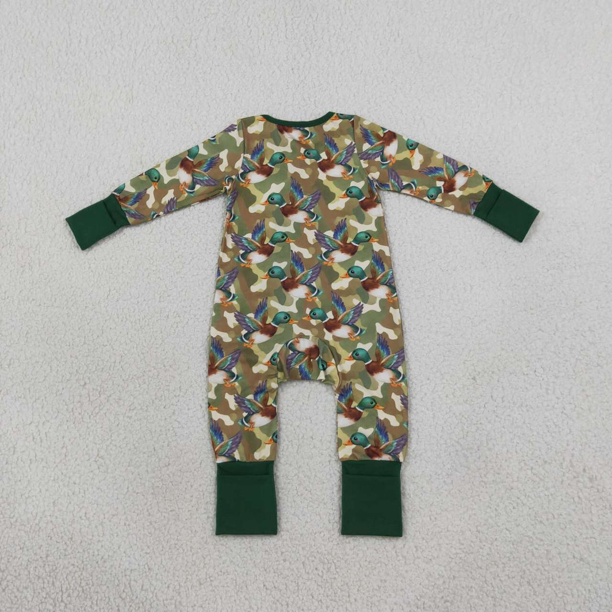 Toddle baby long sleeve duck camo print zip romper