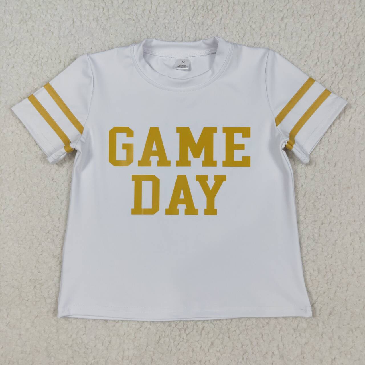 Baby girl short sleeve game day white yoga t-shirt