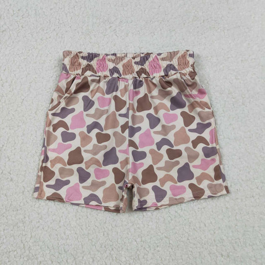 Toddle baby girl pink brown camo summer shorts