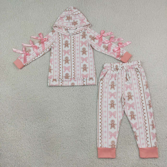 Long sleeve Christmas gingerbread hoodie top matching pants girl wholesale factory price clothes