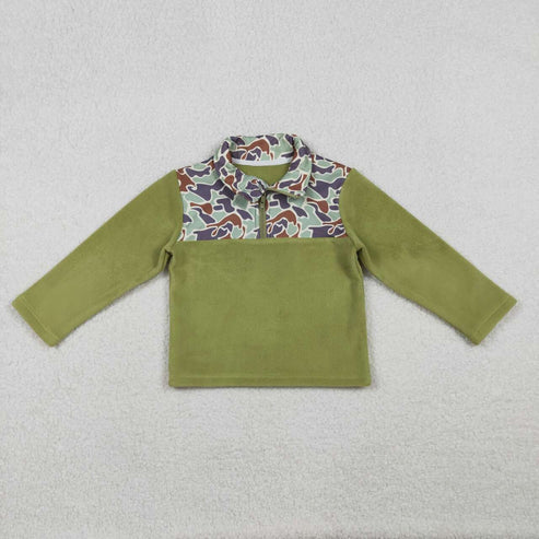 Baby boy brown camo long sleeve zip pullover top