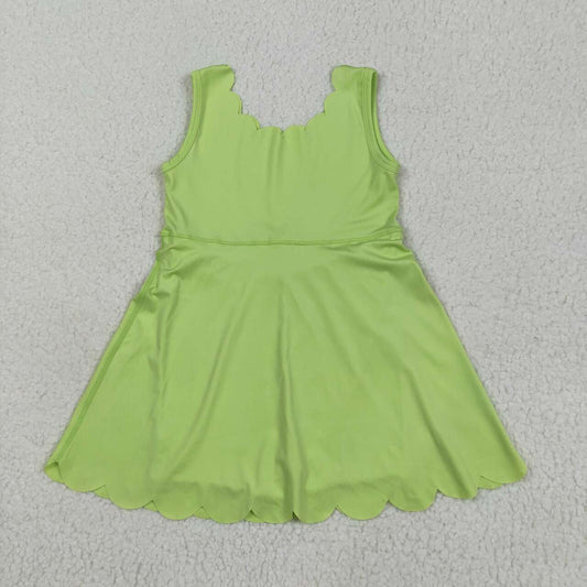 Baby girls lime green color active wear athletic summer yoga skirt dress