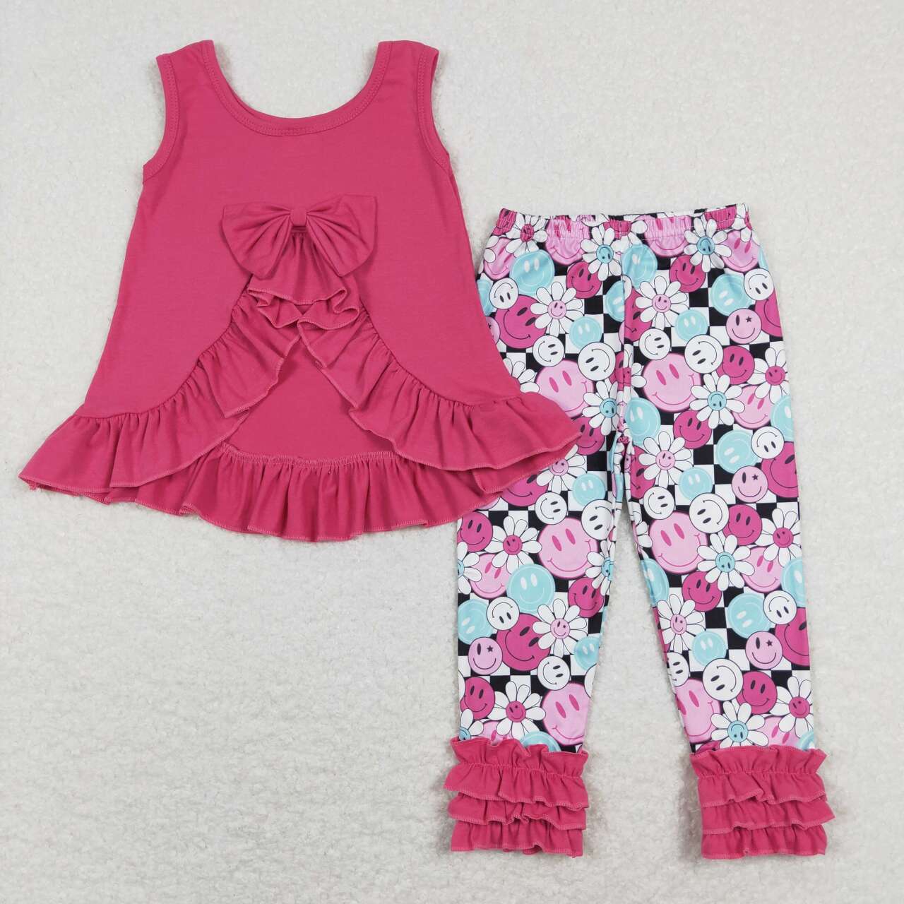 baby girls hot pink top sunshine face pants outfit