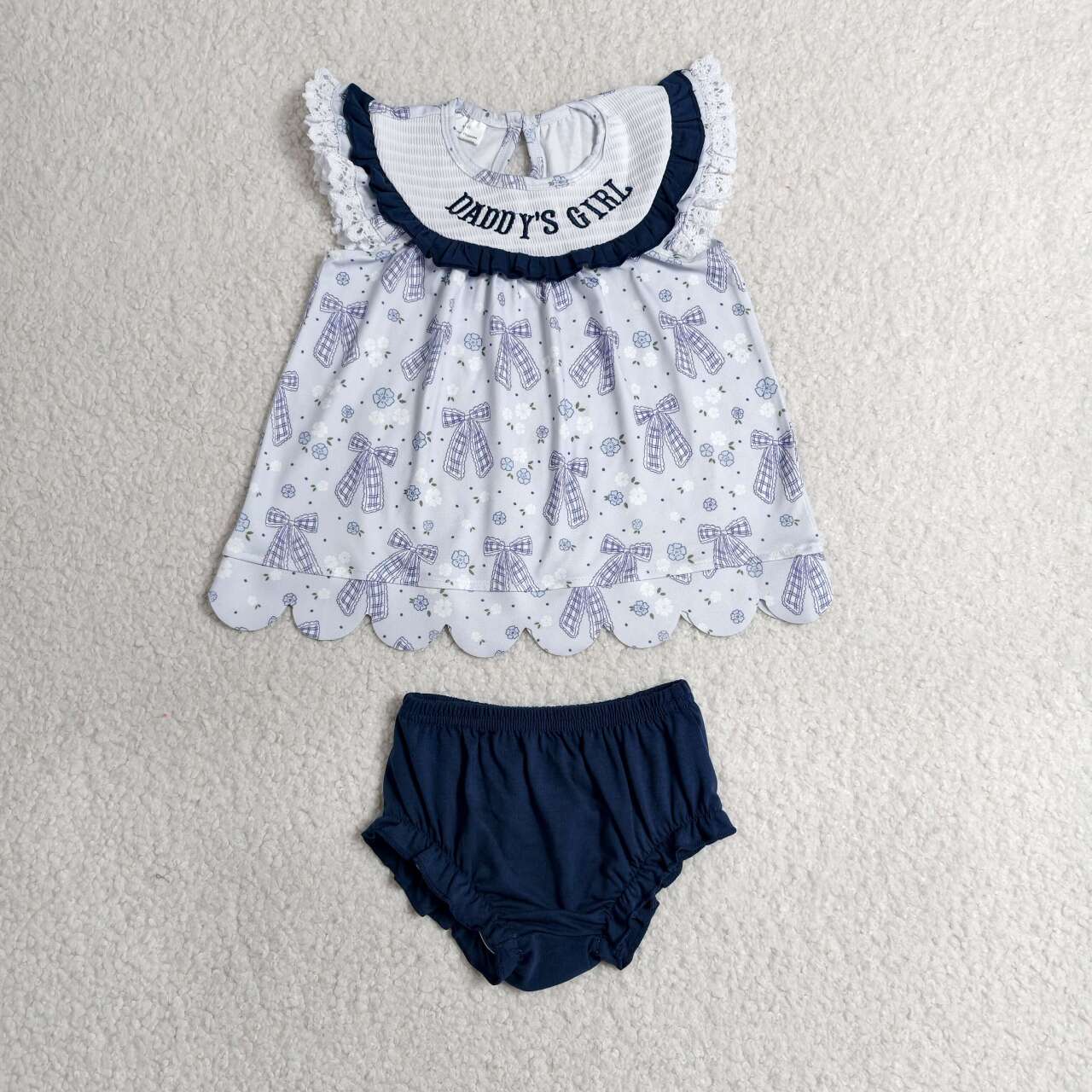Daddys girl design girls summer smocked bummies outfit