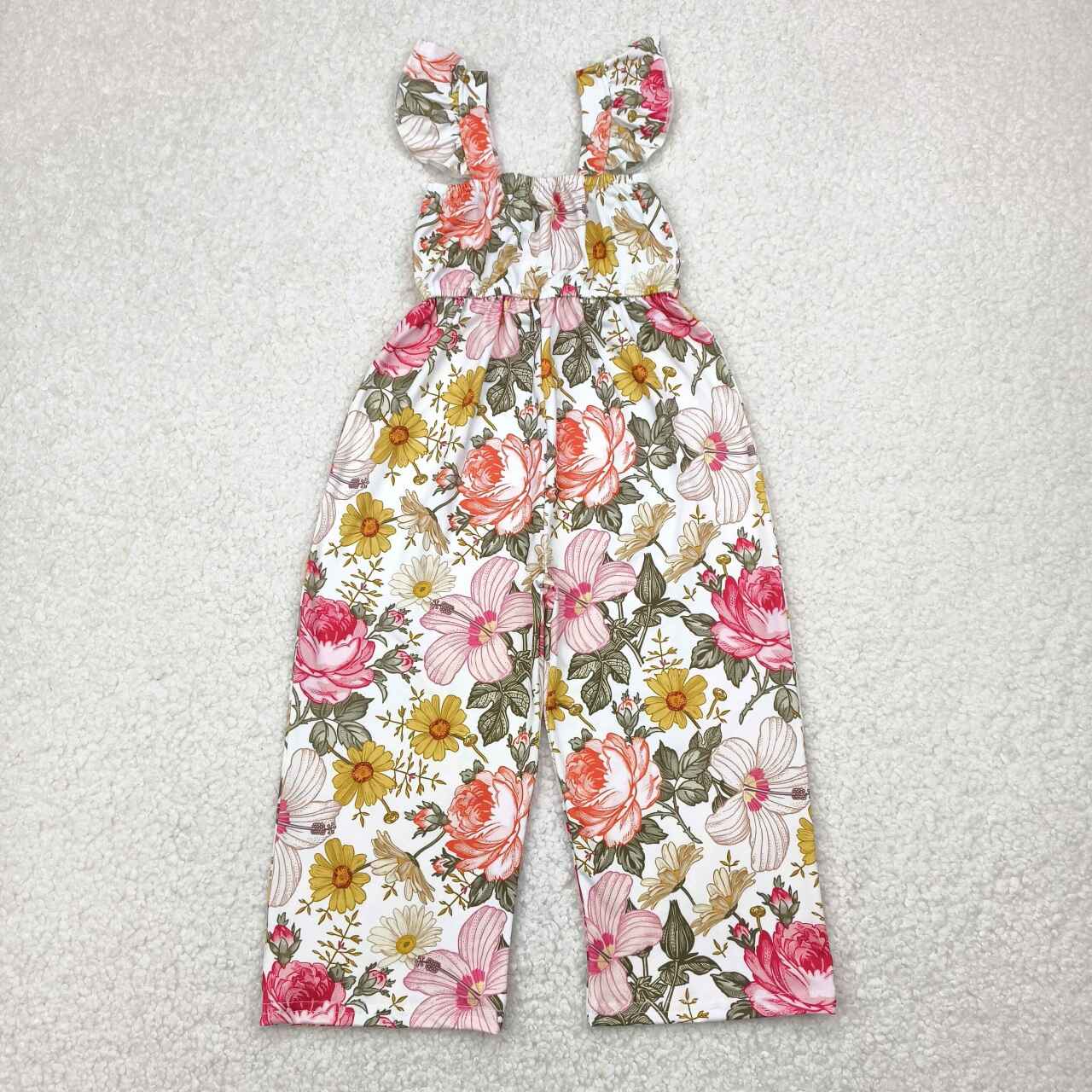 Floral print infant baby girls jumpsuit