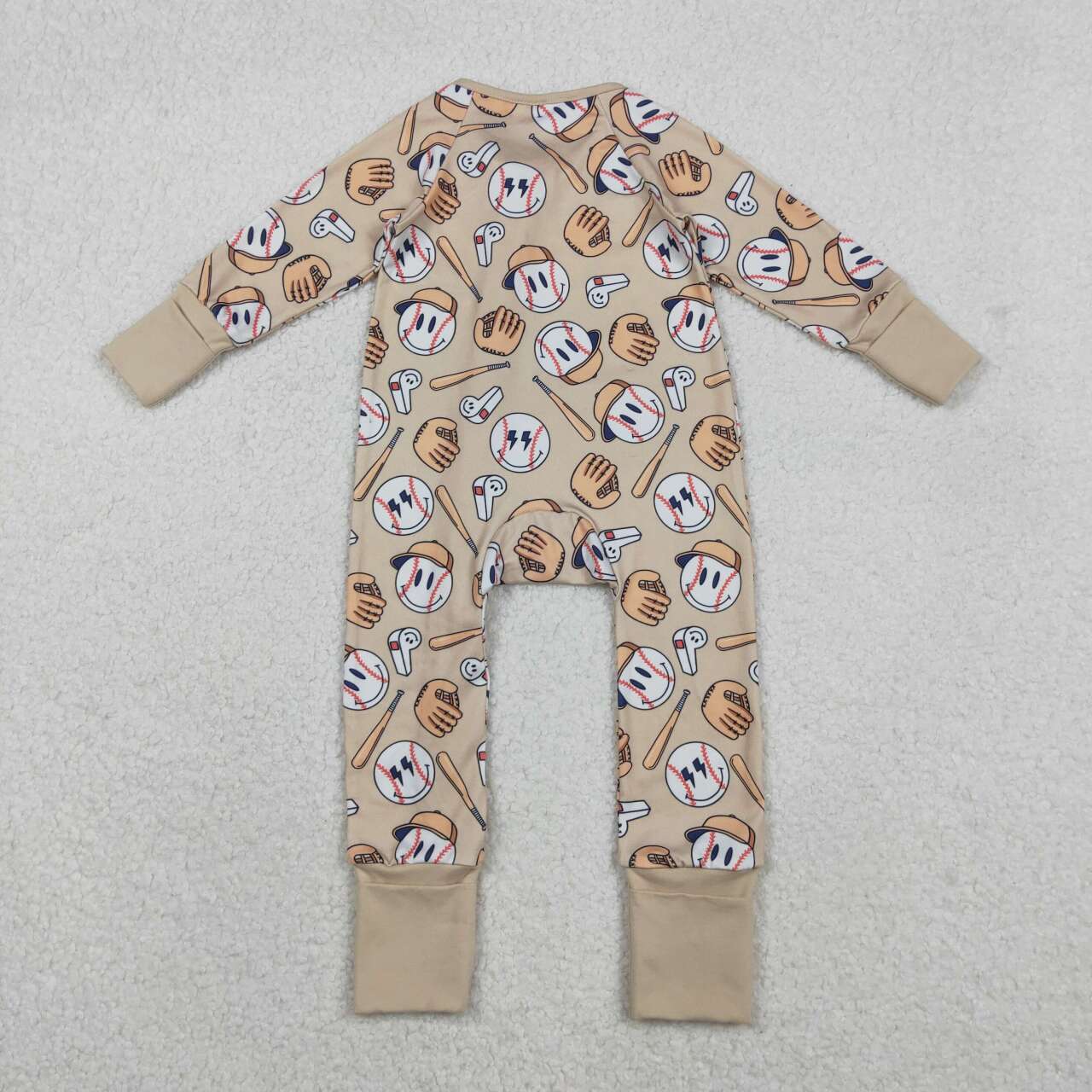 Toddle baby smile face baseball long sleeve romper