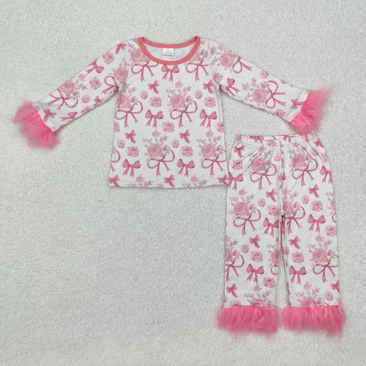 Valentines day flower pink heart baby girls pajama set