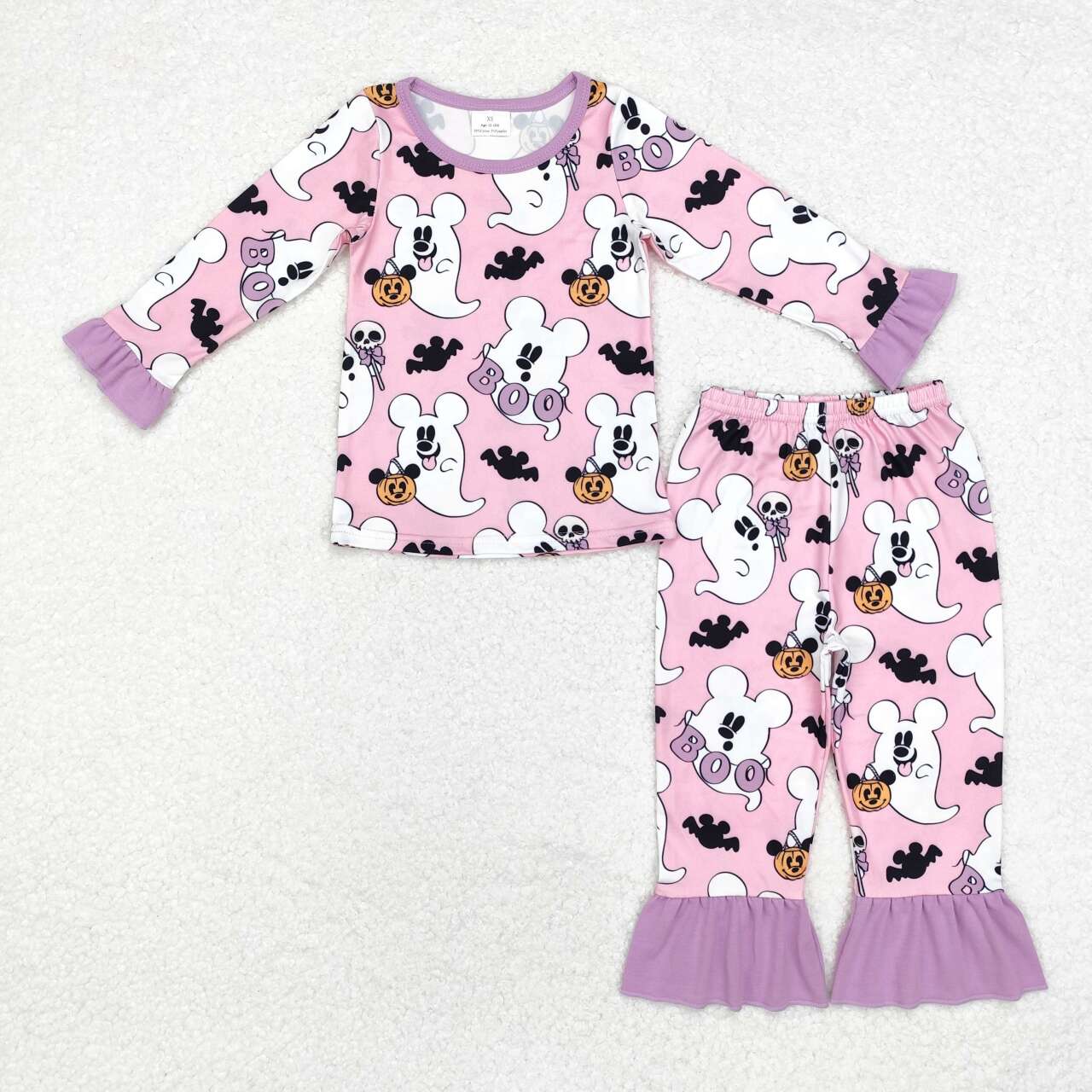 baby girl halloween boo ghost pumpkin long sleeve pajama set