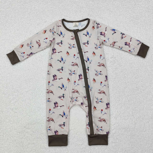 toddle baby boy mallard duck long sleeve bamboo zip romper