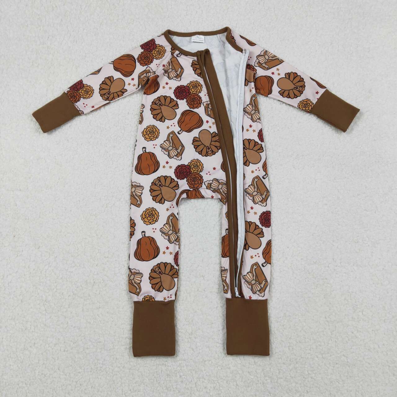 Thanksgiving turkey baby girl romper