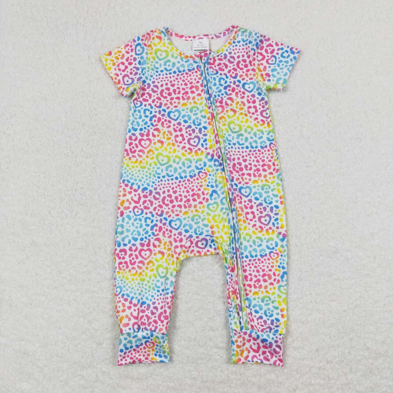 rainbow cheetah zip romper