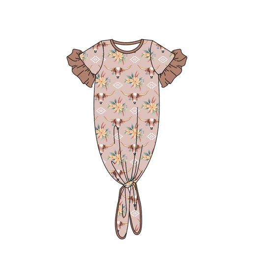 newborn highland cow floral gown preorder