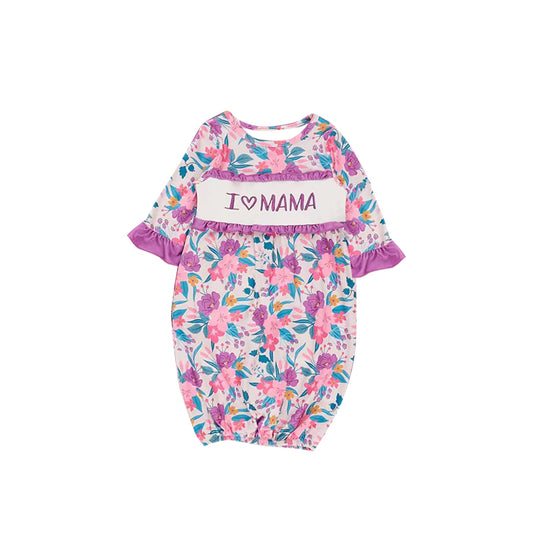I love mama floral design long sleeve gown preorder