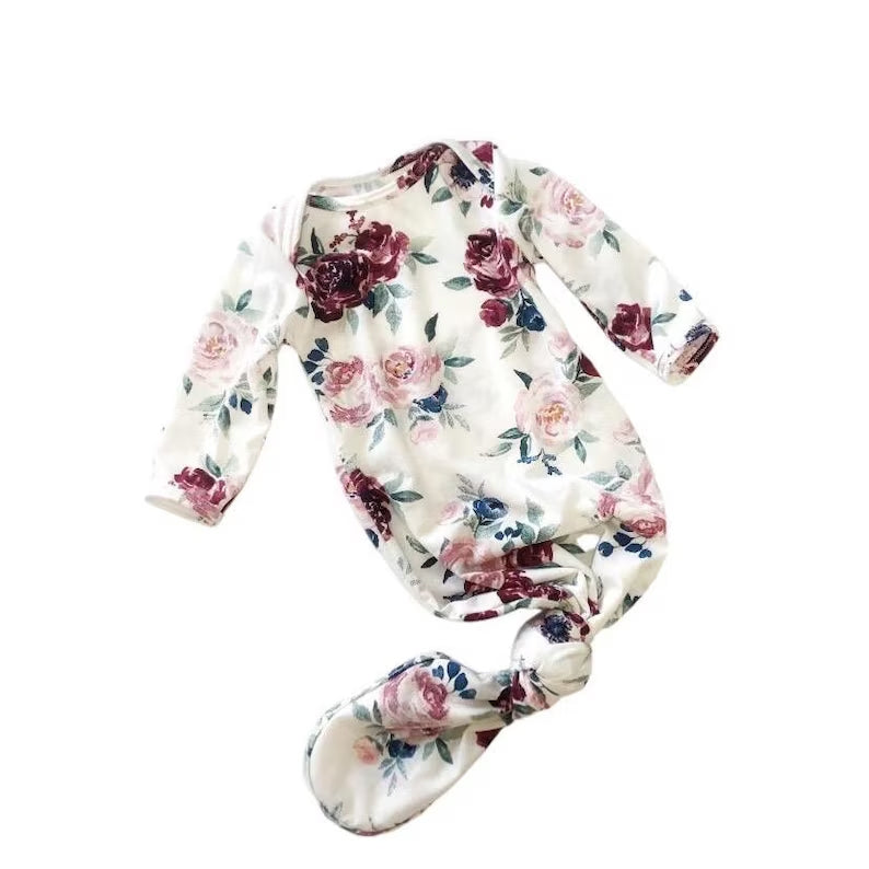 newborn baby floral long sleeve gown preorder