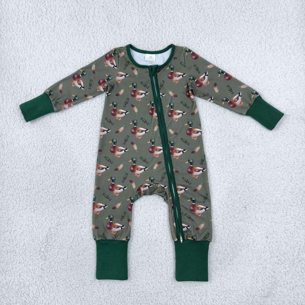 Toddle baby long sleeve mallard duck zip romper