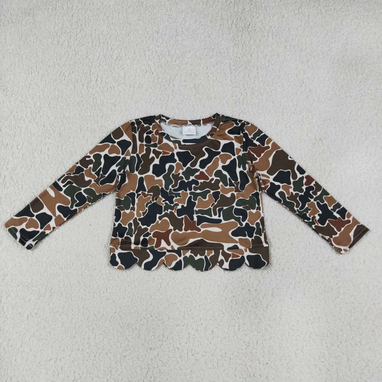 Dark green Camo print girls long sleeve t-shirt top