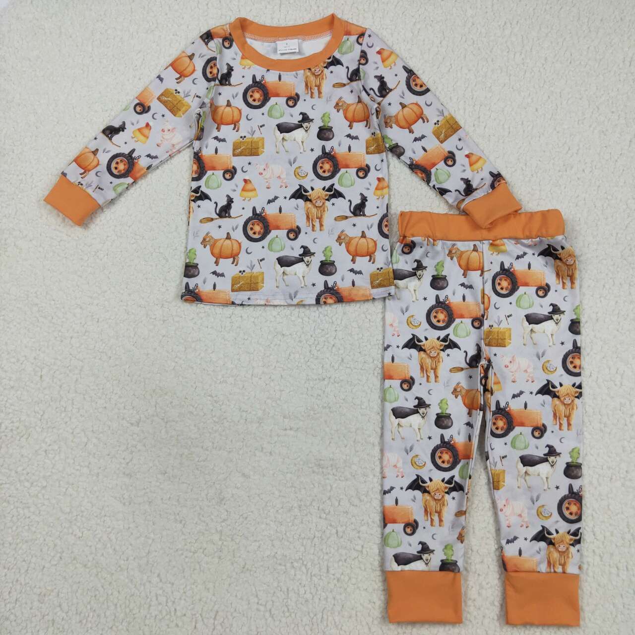 Halloween pumpkin animals design boy long sleeve matching outfit