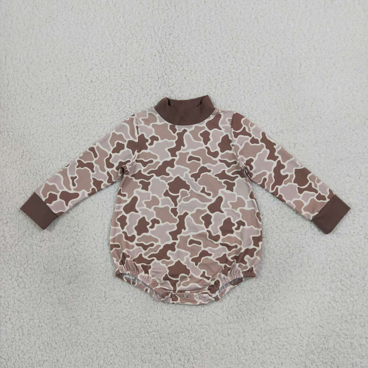 Toddle baby long sleeve dark grey camo print romper