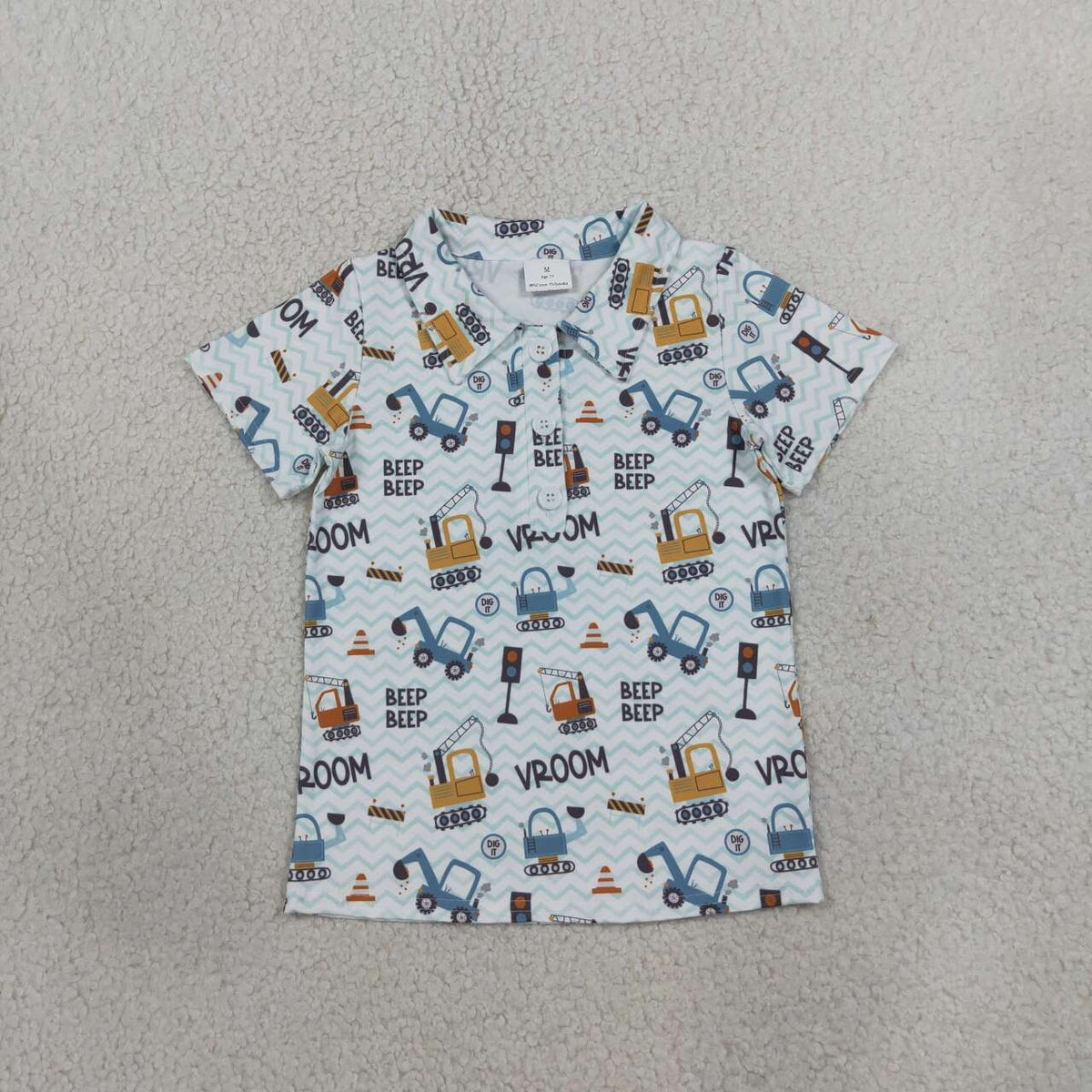 Construction design short sleeve pullover top