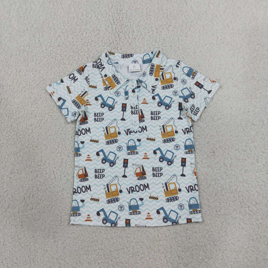 Construction design short sleeve pullover top