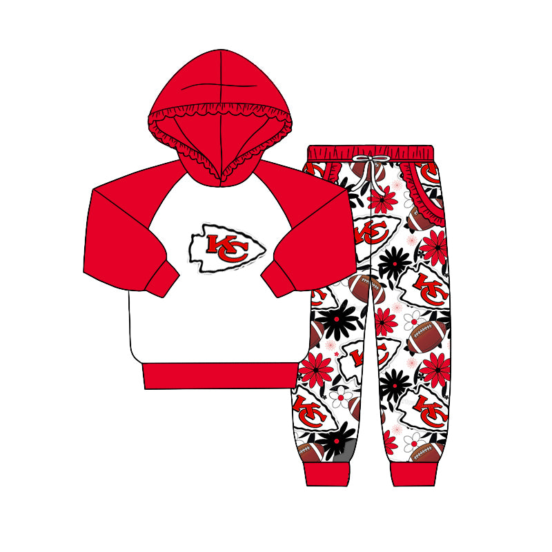 baby KC football team design hoodie set