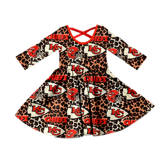 baby girl KC team cheetah design dress