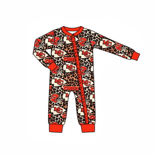 baby KC team cheetah design zip romper