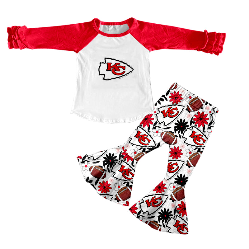 Kids baby KC football team design long sleeve clothes