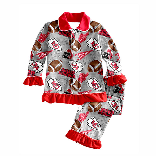 baby girls college team design button down pajama set