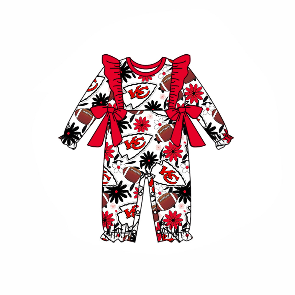 baby girl KC football team design romper